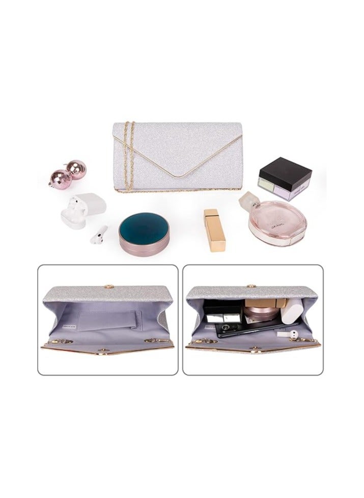 Women Clutch Bag Elegant Sequin Evening Clutch Purse Chain Shoulder Bags Sparkly Evening Bridal Prom Party Handbag Purse