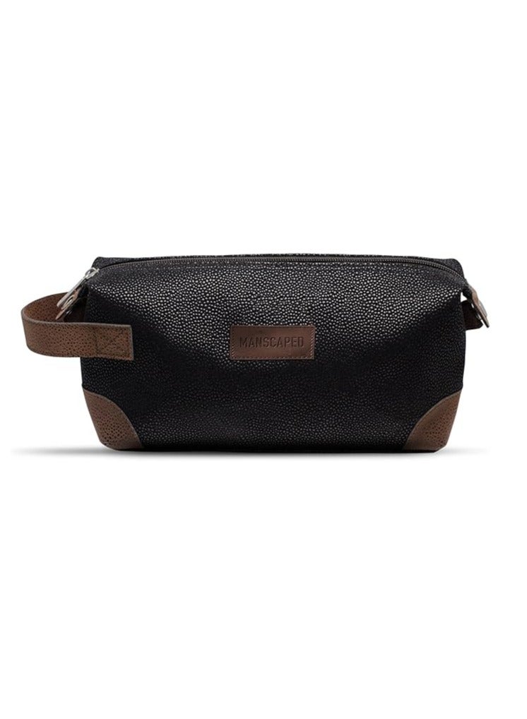 MANSCAPEDÂ® The Shed Men's Premium Quality Toiletry Bag, PU Leather Dopp Kit, Bathroom Travel Bag, Shaving Kit Case, Trimmer Bag