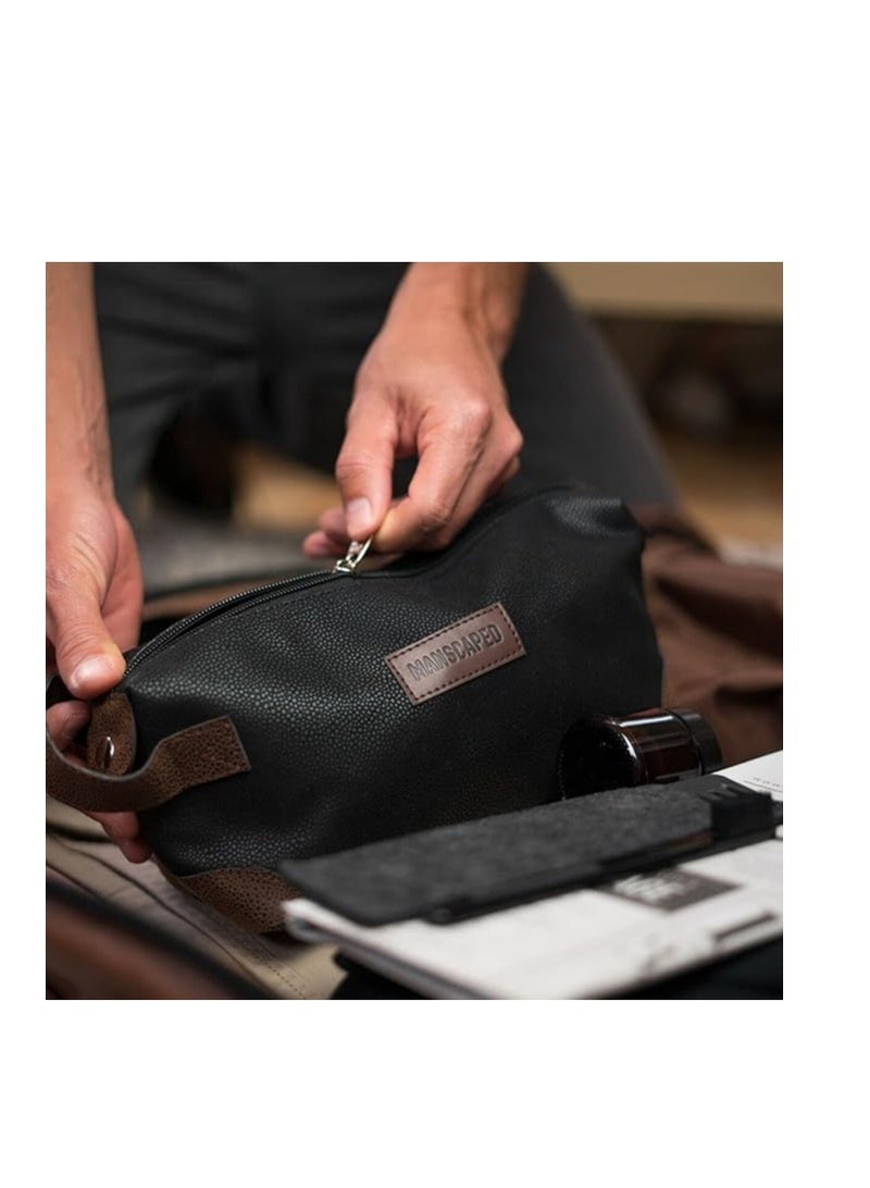 MANSCAPEDÂ® The Shed Men's Premium Quality Toiletry Bag, PU Leather Dopp Kit, Bathroom Travel Bag, Shaving Kit Case, Trimmer Bag