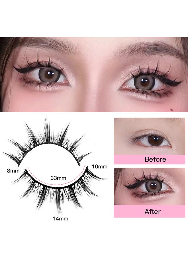 Manga Lashes Fairy Clusters Korean Fake Eyelashes 3D Wispy Natural Japanese Anime Cosplay False Lashes Manhua Lashes 10 Pairs Pack, 3D False Eyelashes