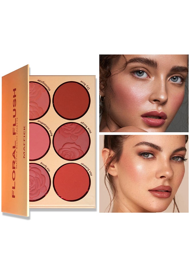 6-Colors Blush Palette, Eyeshadow Palette-Matte Pearl Finish For Diversified Vibrant Looks, Long Wearing, Lightweight, Non Fade