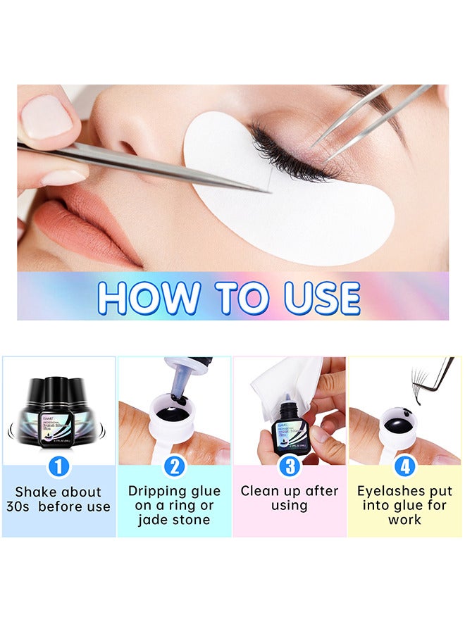 Eyelash Extension Glue, Professional Lash Extension Glue For Strong Bond And High Flexibility Ultra Hold Instant Dry Low Fume And Extra Strong Black Adhesive Lash Bond Lash Glue