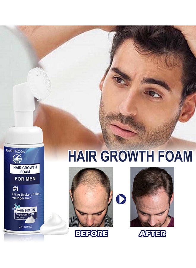 Men's Hair Regrowth Treatment Foam, For Thinning Hair, Hair Follicle, Hair Revitalizes With Topical Aerosol Revitalizes, Nurturing Scalp And Effective Hair Thickening For Men, 60G