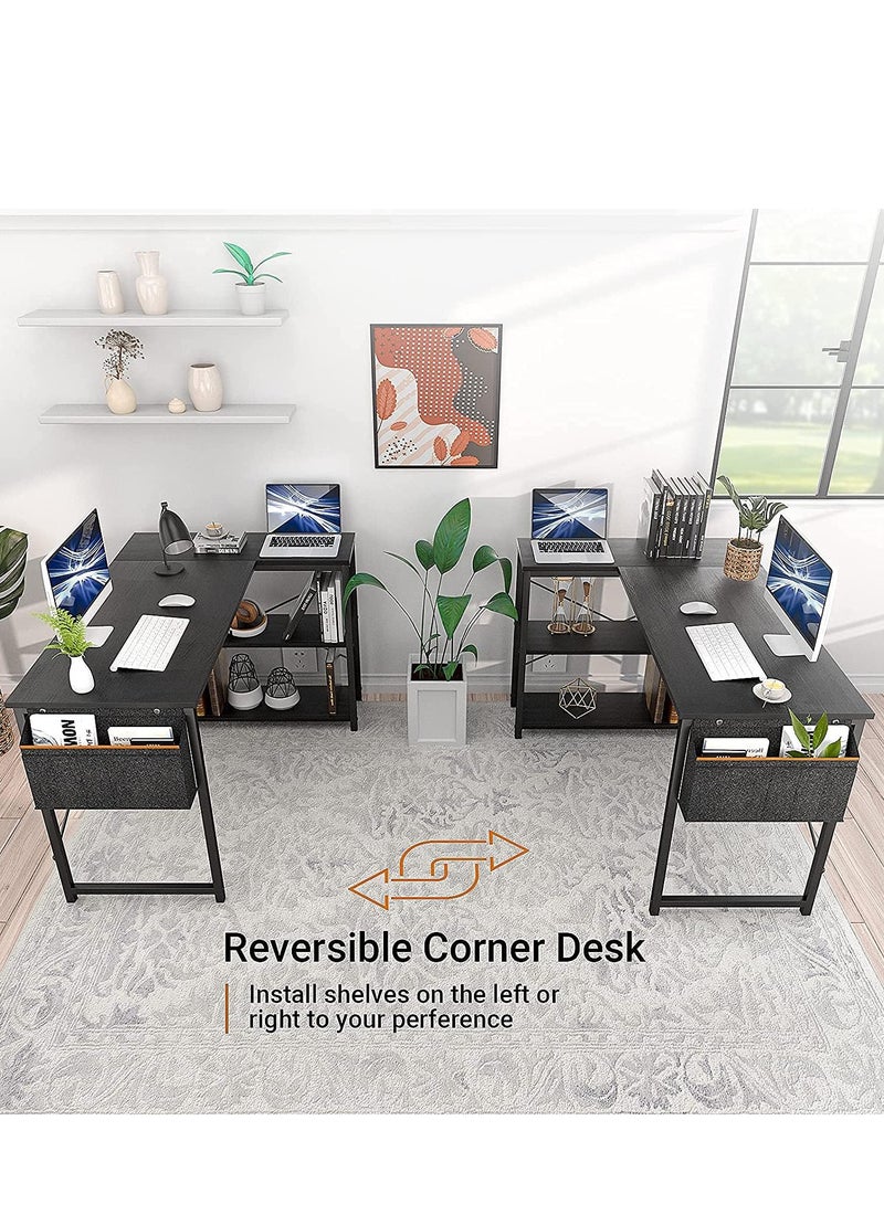 L Shaped Desk Gaming Desk 40 Inch Computer Desk with Storage Shelves Corner Desk Home Office Desks with Storage Bag