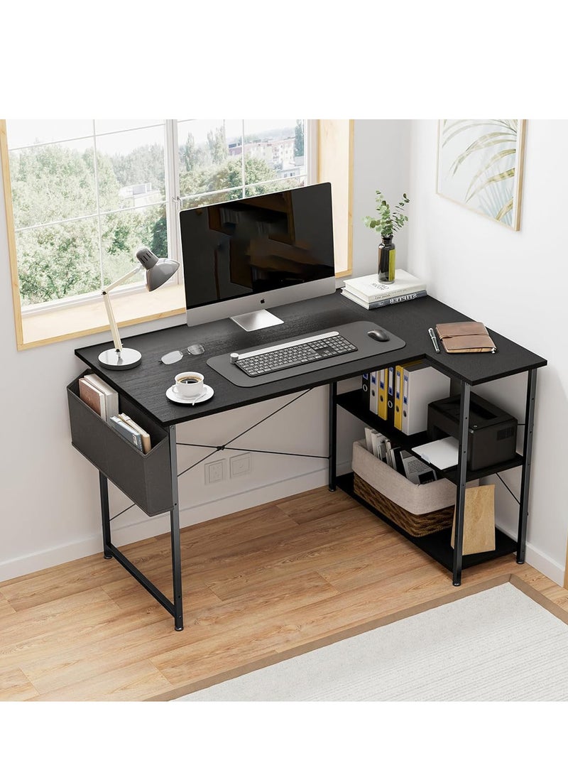 L Shaped Desk Gaming Desk 40 Inch Computer Desk with Storage Shelves Corner Desk Home Office Desks with Storage Bag