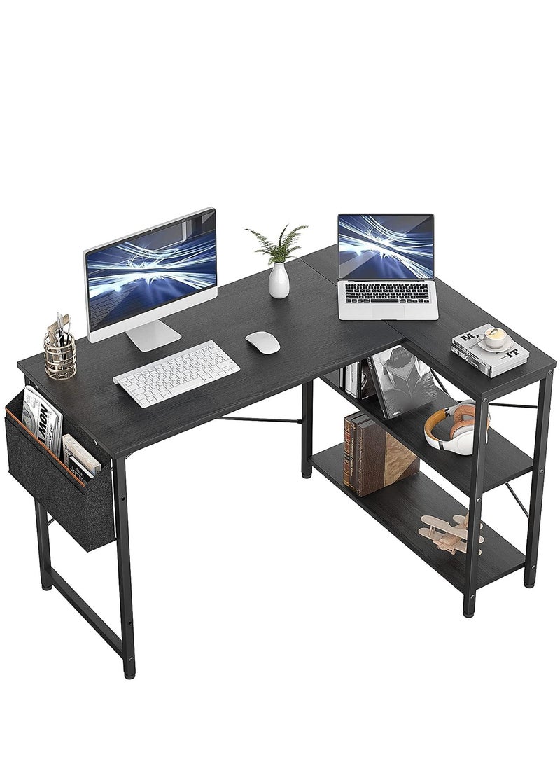 L Shaped Desk Gaming Desk 40 Inch Computer Desk with Storage Shelves Corner Desk Home Office Desks with Storage Bag