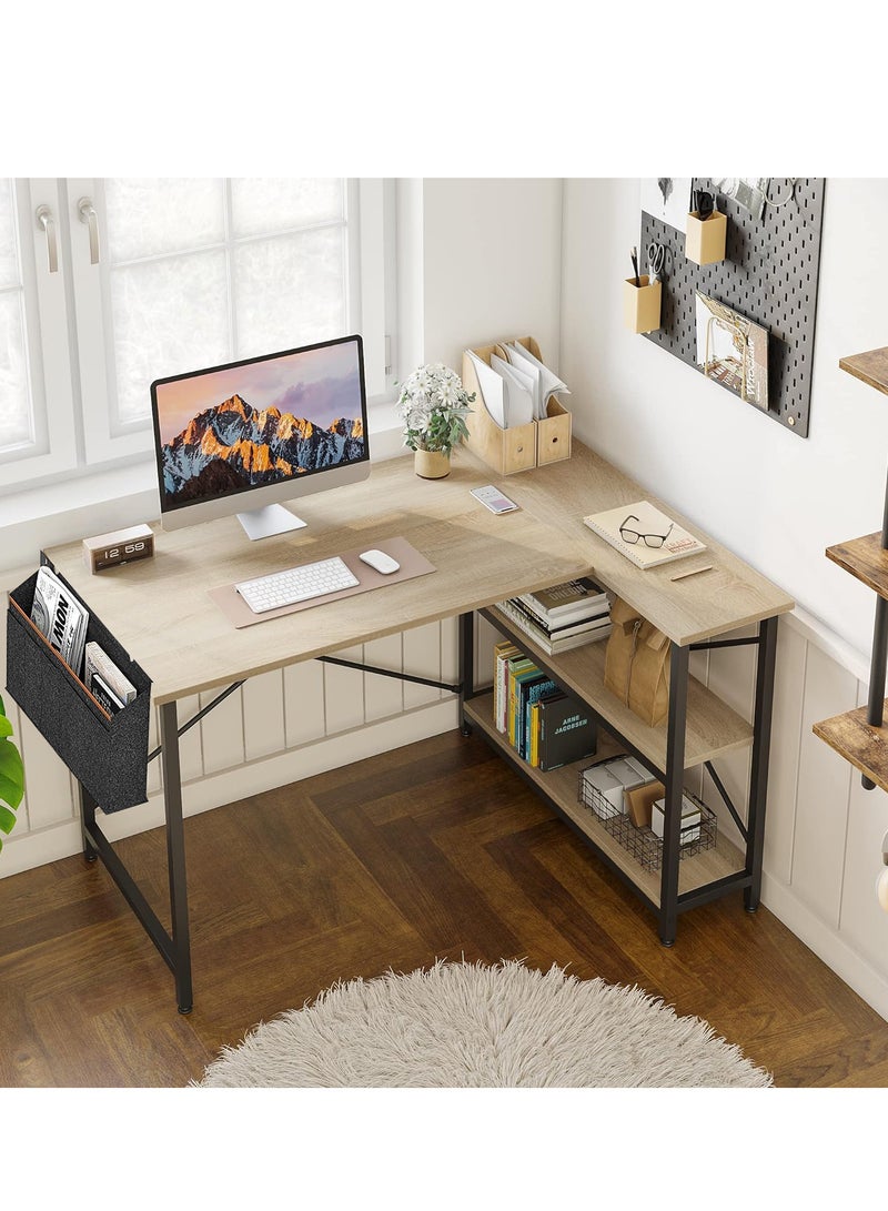 L Shaped Desk Gaming Desk 40 Inch Computer Desk with Storage Shelves Corner Desk Home Office Desks with Storage Bag