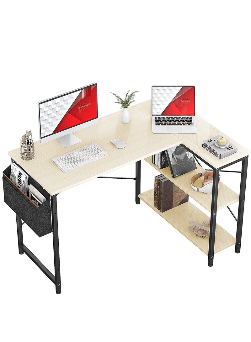 L Shaped Desk Gaming Desk 40 Inch Computer Desk with Storage Shelves Corner Desk Home Office Desks with Storage Bag