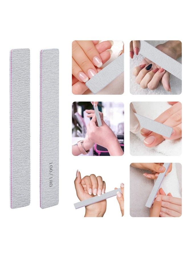 25 Pack 100180 Grit Nail Files For Acrylic Nails Rectangle Double Sides Emery Boards Fingernail Files Professional Nail Buffering Files