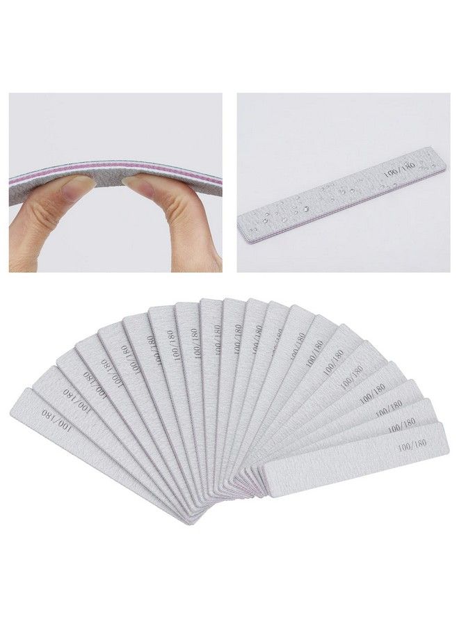 25 Pack 100180 Grit Nail Files For Acrylic Nails Rectangle Double Sides Emery Boards Fingernail Files Professional Nail Buffering Files