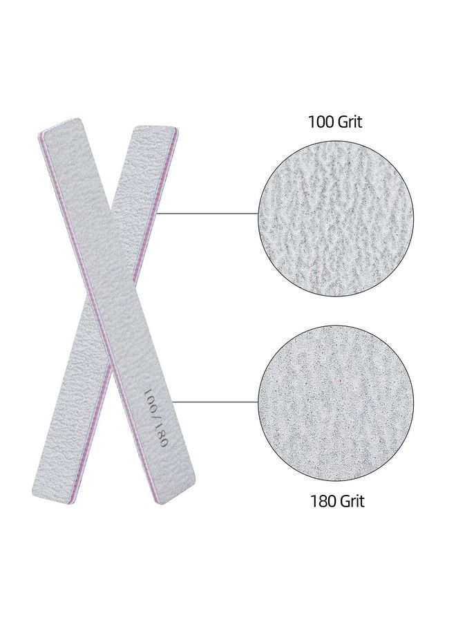 25 Pack 100180 Grit Nail Files For Acrylic Nails Rectangle Double Sides Emery Boards Fingernail Files Professional Nail Buffering Files