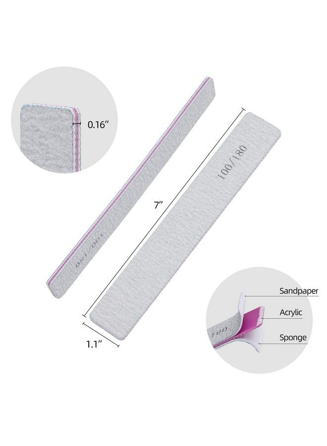 25 Pack 100180 Grit Nail Files For Acrylic Nails Rectangle Double Sides Emery Boards Fingernail Files Professional Nail Buffering Files