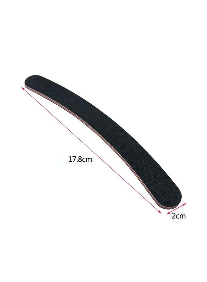 12Pcs Black Banana Curved Double Sided Nail Files Polish Emery Board Grit Buffering Sanding Art Manicure Buffer Files Nail Art Tools