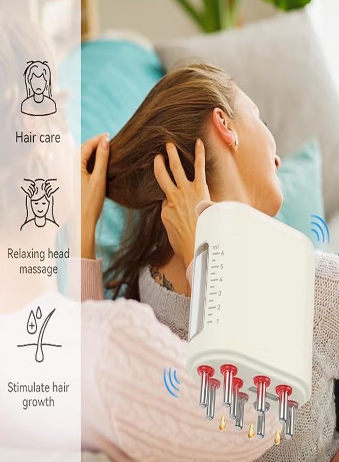 2 in 1 Electric Scalp Massager and Hair Oil Applicator, Hair Massager Scalp Applicator Brush for Hair Treatment, Growth Medicine Essential Oil Serum, Fillable Brush, Dandruff Exfoliator Treatment