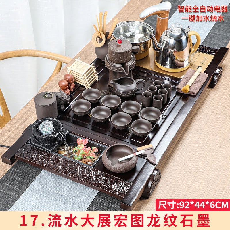 Wholesale Tea Set Tea Tray Set with Running Water Atomization Creative Tea Table Set Household Four-in-One Automatic Electric Magnetic Stove 17 Flowing Water Shows Grand Plan Dragon Graphite