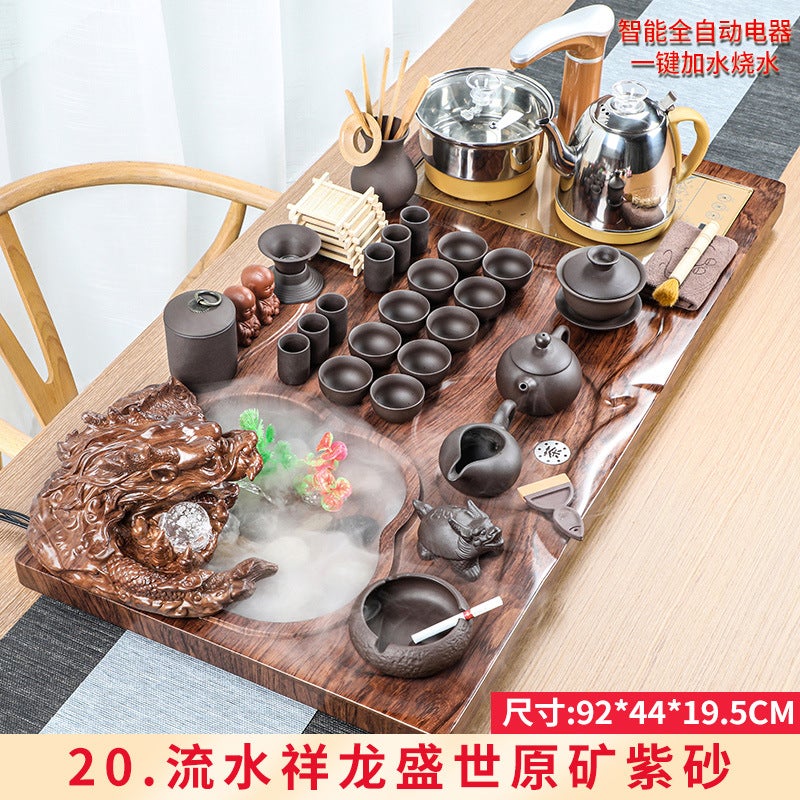 Wholesale Tea Set Tea Tray Set with Running Water Atomization Creative Tea Table Set Household Four-in-One Automatic Electric Magnetic Stove 20 flowing water Xianglong shengshi raw ore purple sand