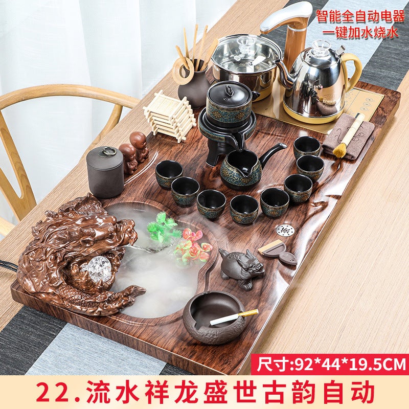 Wholesale Tea Set Tea Tray Set with Running Water Atomization Creative Tea Table Set Household Four-in-One Automatic Electric Magnetic Stove 22 Running Water Xianglong Shengshi Ancient Rhyme Automatic