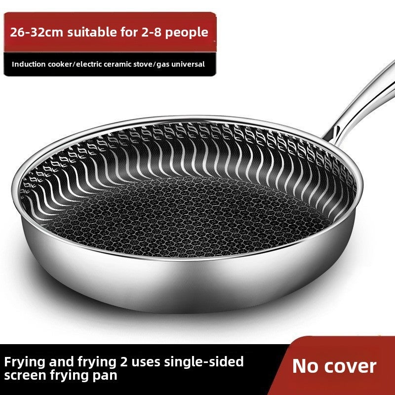 316 Stainless Steel Honeycomb Fry Pan 30cm 316 single-sided screen without cover