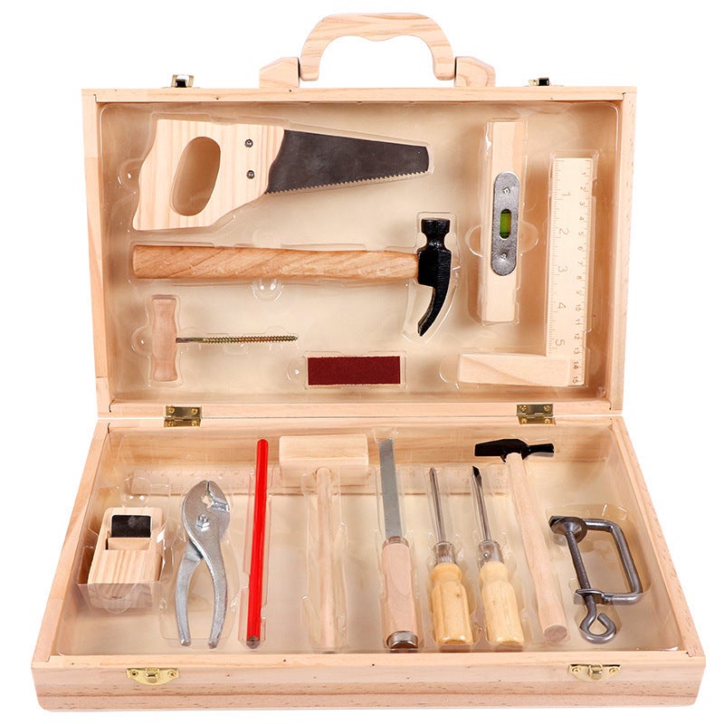 Kids Tool Set Wooden Toolbox Educational Toy Simulation Multi-function Toolbox