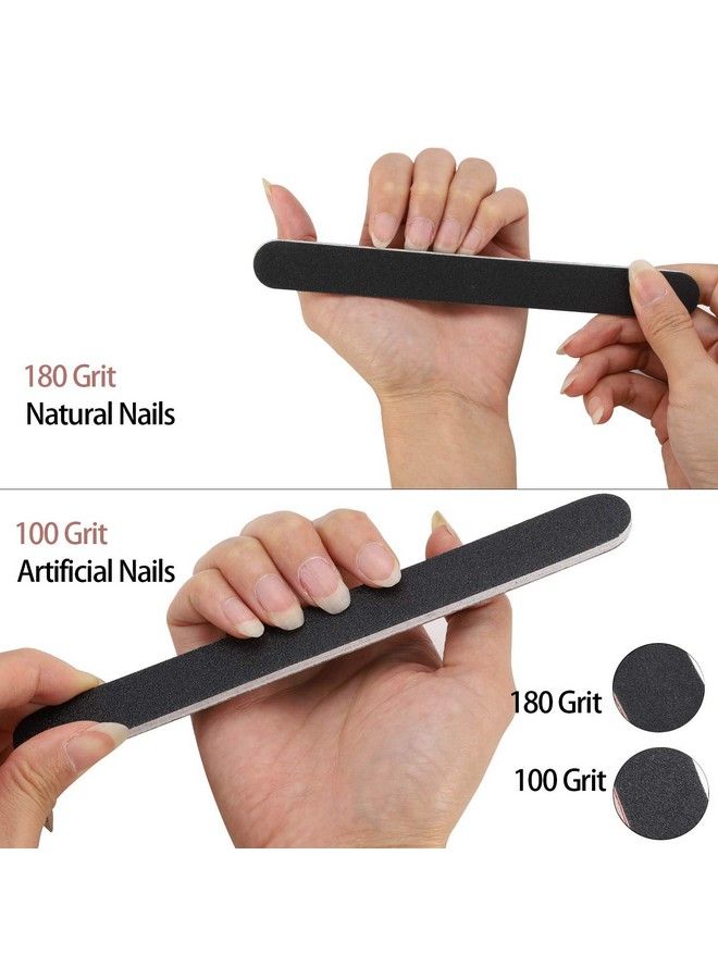 50 Pcs Nail Files For Acrylic Nails 100/180 Grit Double Sides Fingernail Files Professional Manicure Tools For Home Salon