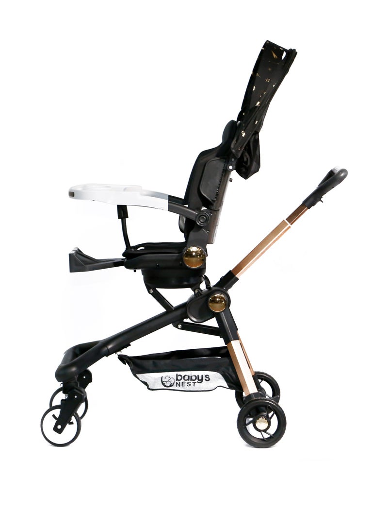 Baby's Nest 2 in 1 Stroller Black with Gold