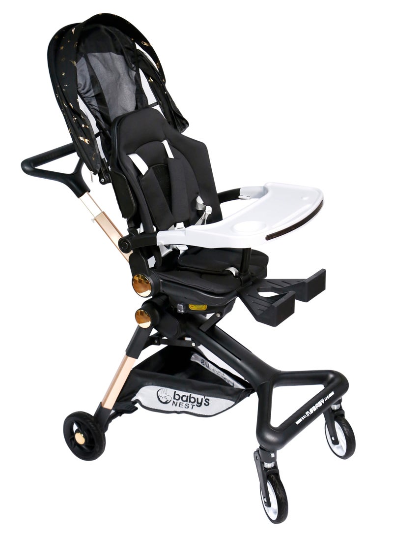 Baby's Nest 2 in 1 Stroller Black with Gold