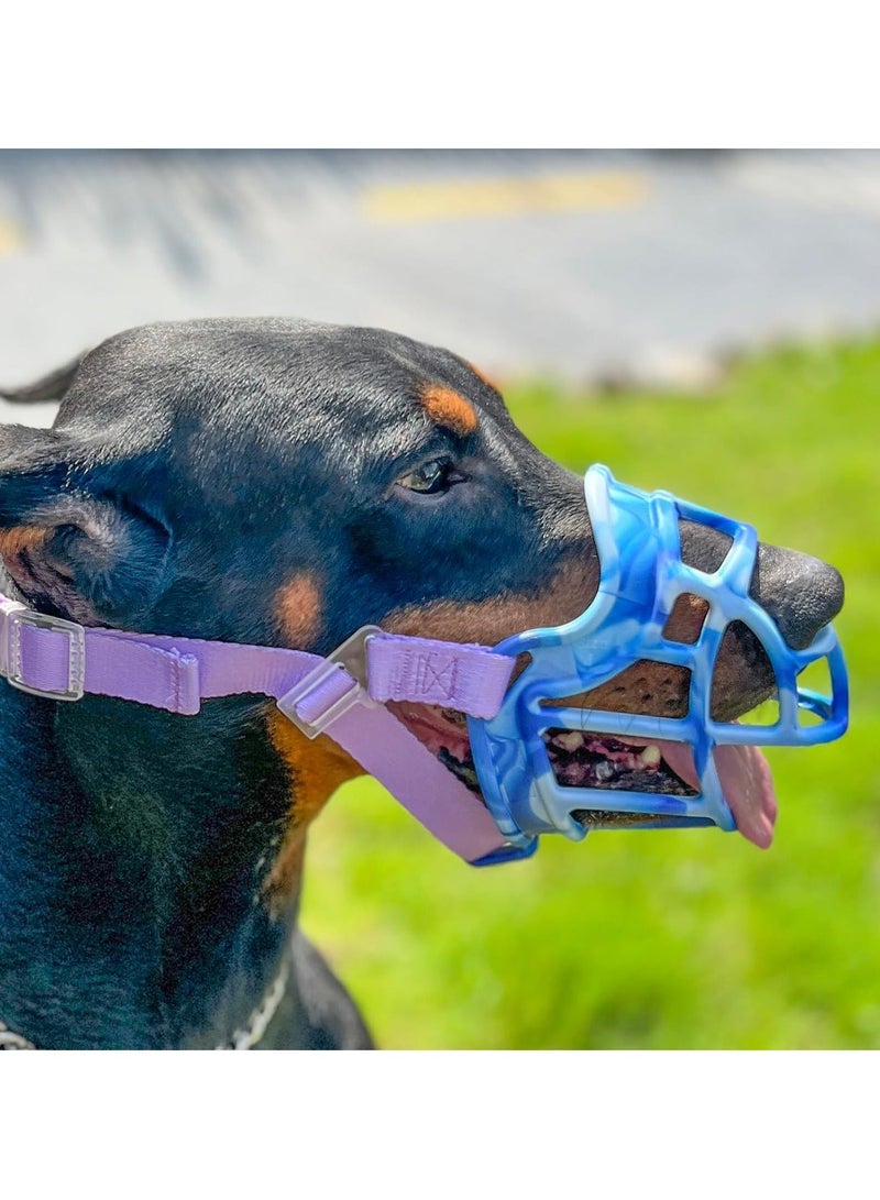 Dog Muzzle, Basket Muzzle Anti Biting Chewing, Breathable Dog Mouth Guard, Sturdy Lightweight Muzzle Allows Drinking, Cage Muzzle for Small Medium Large Dogs, for Grooming Trimming Training (Blue)