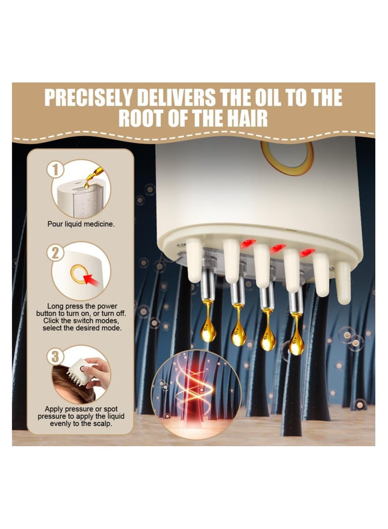 2 in 1 Electric Scalp Massage and Hair Oil Applicator Bottle, Portable Head Massager Scalp, for Hair Growth, 3 Modes, Scalp Oil Applicator, Hair Oiling Dispenser, with Roller Ball for Hair Treatment