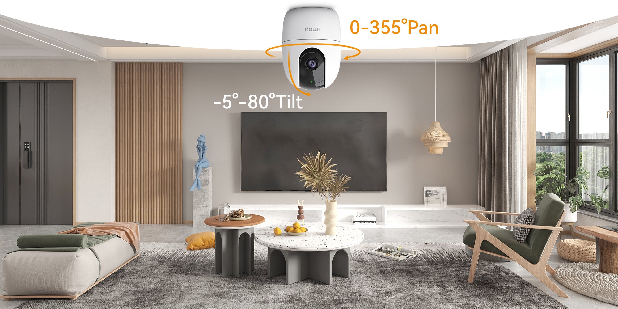 2K Camera for Home, 360° Security Camera, WIFI Camera Indoor, HD Baby Monitor, CCTV Camera for Home Wireless, Surveillance Camera with Human Detection, Smart Motion Tracking, Two-Way Talk