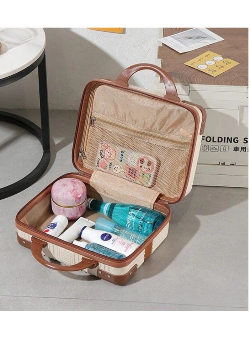 Globalstar Candy Color Makeup Case - Chic Striped Cosmetic Suitcase for Travel