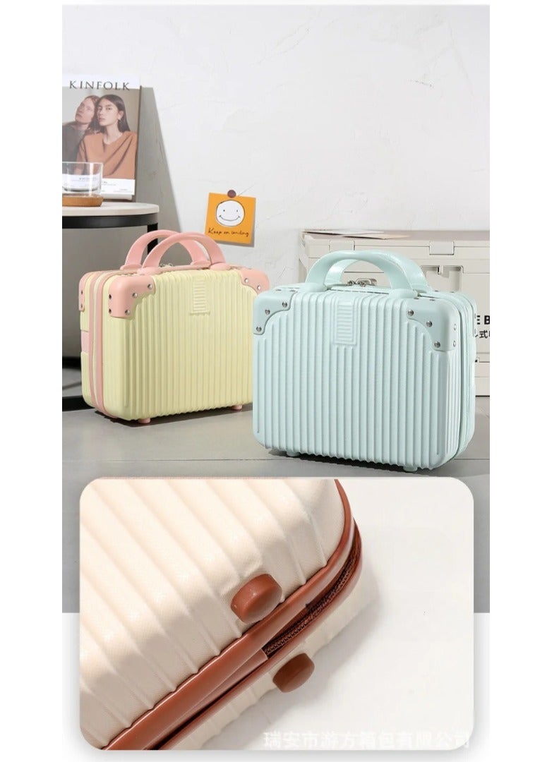 Globalstar Candy Color Makeup Case - Chic Striped Cosmetic Suitcase for Travel