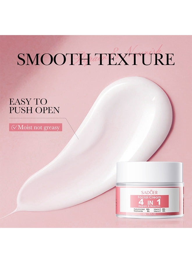 Facial Cream 4 in 1 Repair & Nourish - Strong Super Face Cream, Age Defense Formula Brightens, High Moisturizing Tender Smooth Skin 50g