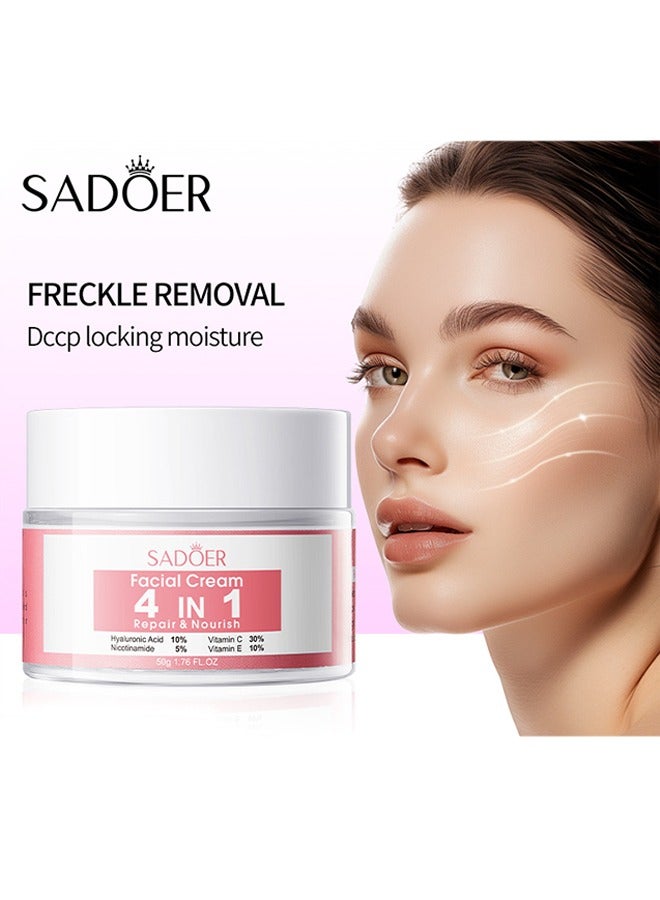 Facial Cream 4 in 1 Repair & Nourish - Strong Super Face Cream, Age Defense Formula Brightens, High Moisturizing Tender Smooth Skin 50g