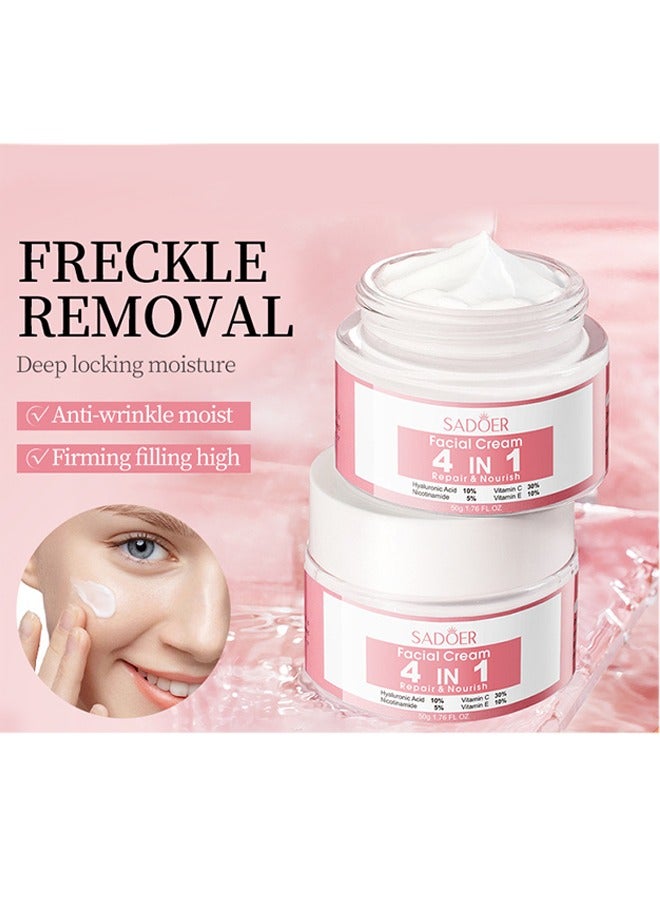 Facial Cream 4 in 1 Repair & Nourish - Strong Super Face Cream, Age Defense Formula Brightens, High Moisturizing Tender Smooth Skin 50g
