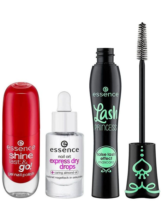 Lash Princess Volume Mascara, Express Dry Drops, Shine Last Nail Polish 16 (3 pcs set) Multicolour