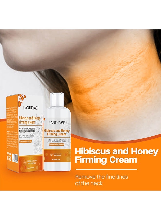 Hibiscus and Honey Firming Cream - Neck Firming Cream Skin Tightening Cream Skin Firming Lotion with Collagen and Hyaluronic Acid Reduces the Look of Neck Lines Tightens Firming and Smooths 60ml