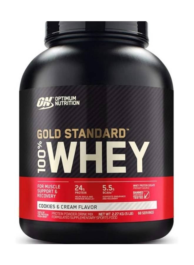 Gold Standard 100% Whey Protein Powder Primary Source Isolate, 24 Grams of Protein for Muscle Support and Recovery - Cookies & Cream, 5 Lbs, 68 Servings (2.27 KG)