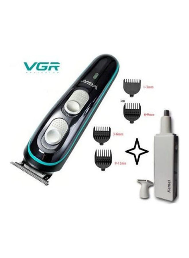 V-055-Rechargeable Hair Shaver + KM-6672 Nose And Ear Trimmer Black