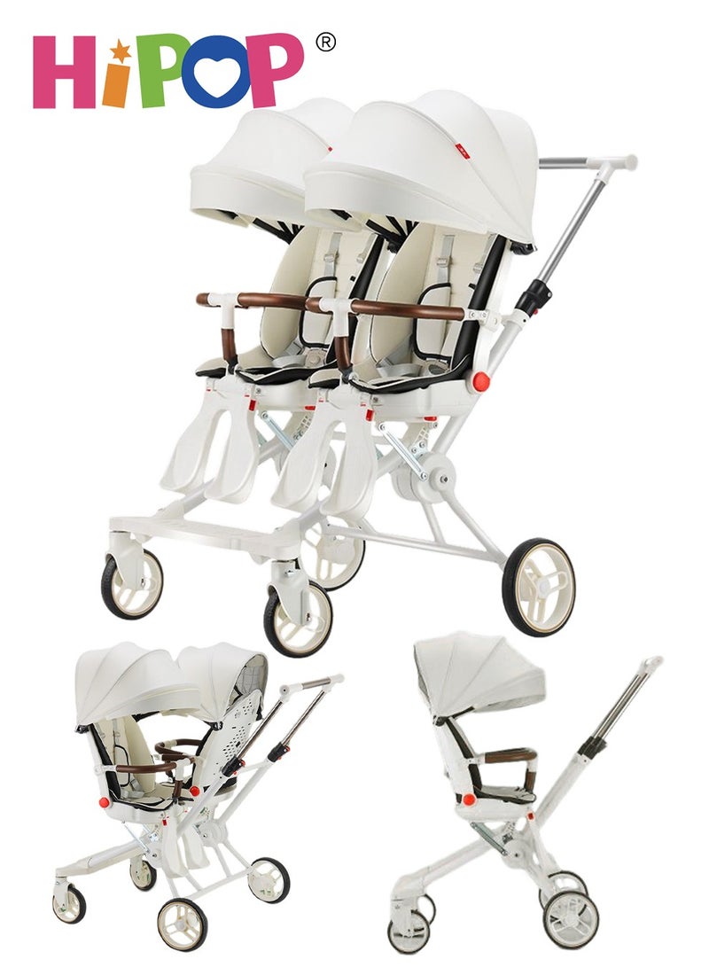 Double Stroller for Baby and Child,Rotating Seat,Sturdy and Easy Folding Design,Twin Stroller with Footboard,Awning