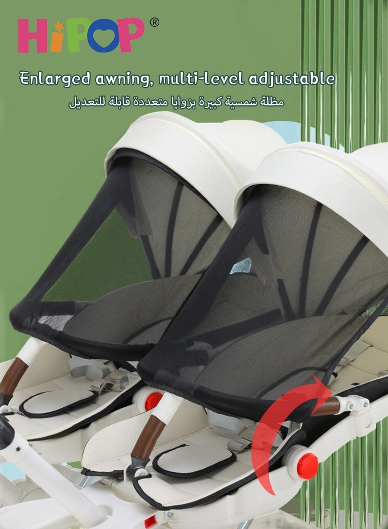 Double Stroller for Baby and Child,Rotating Seat,Sturdy and Easy Folding Design,Twin Stroller with Footboard,Awning