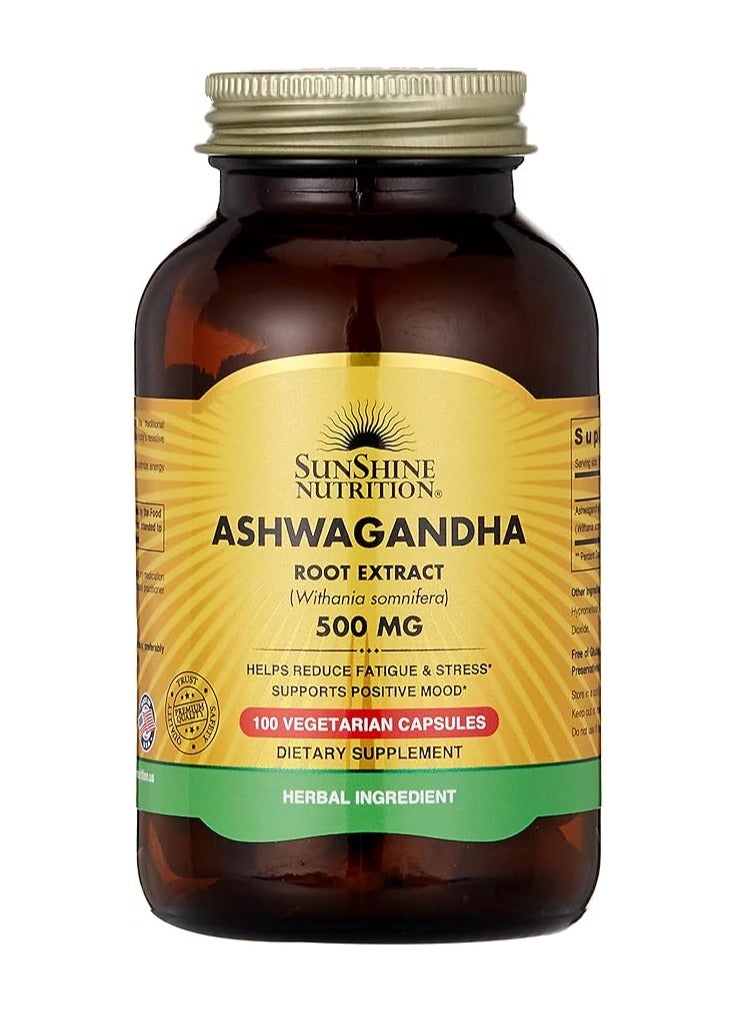 Ashwagandha 500Mg Root Extract Dietery Supplement Helps Reduce Fatigue And Stress Supports Positive Mood Herbal Ingredient 100 Vegetarian Capsules