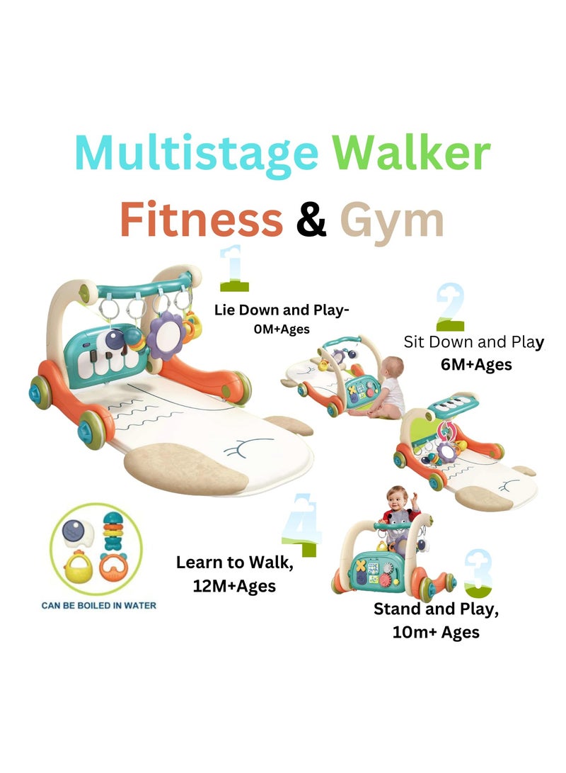 Baby Gym Play Mat with Music and Lights | Tummy Time Gym Mat Musical Activity Center for Infants Toddlers, Birthday Gift for Newborn Baby Boys and Girls