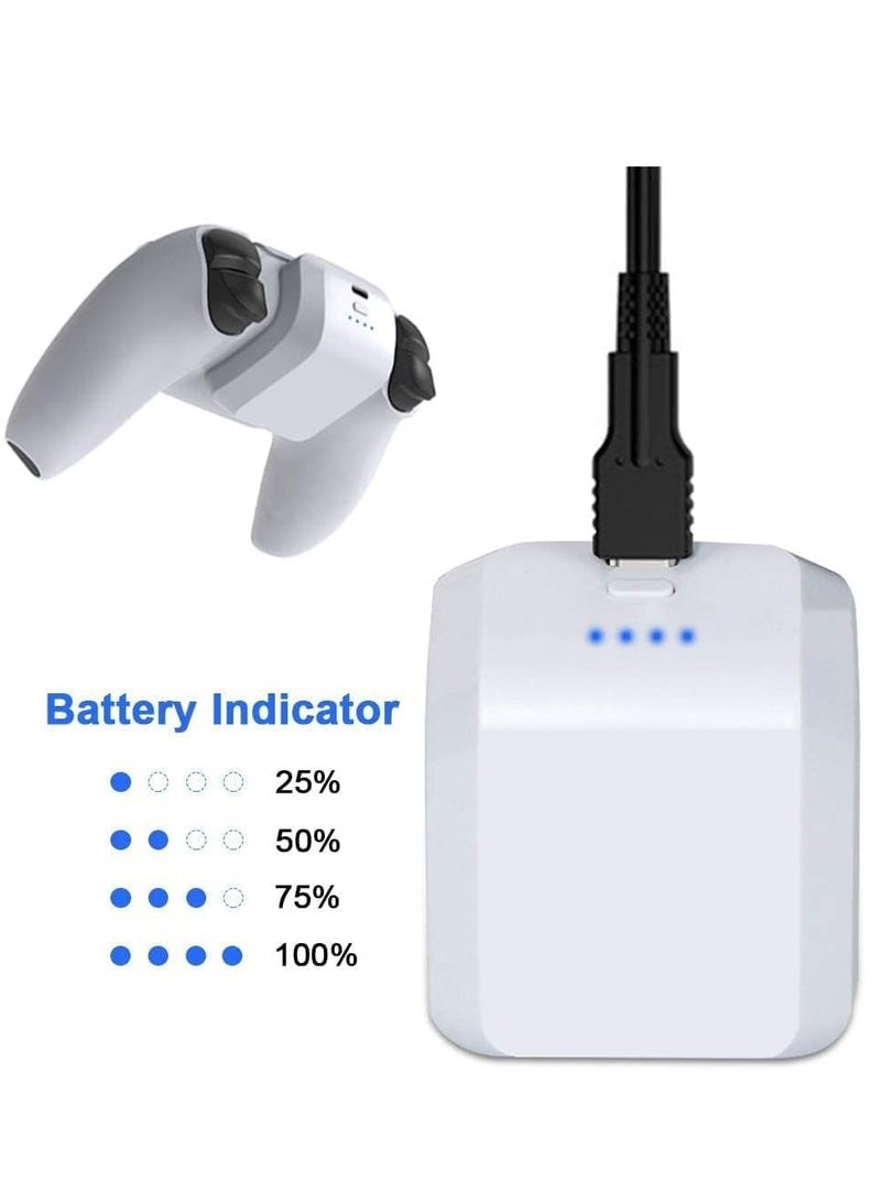 1500mAh Rechargeable Battery Pack for PS5 Dualsense Controller, Fast Charging External Battery Pack with LED Indicator, USB Charging Cable