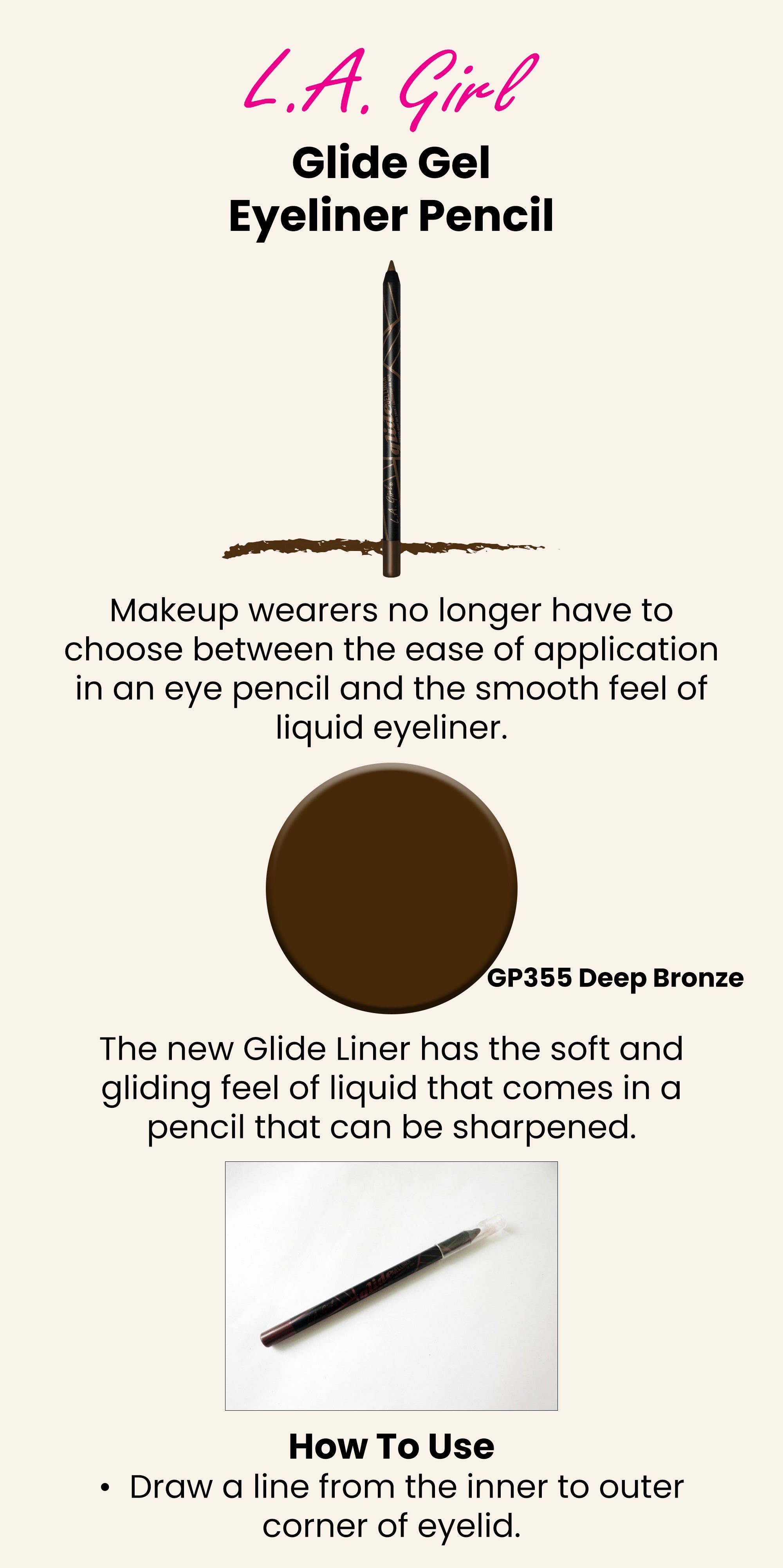 Glide Gel Pencil Eye Liner GP355 Deep Bronze