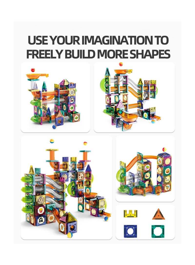 Magnetic Building Blocks DIY 160-piece set of vibrant 3D building blocks, encourages creative building, promotes educational brain development, stimulates imagination, STEM toys for children aged 3+