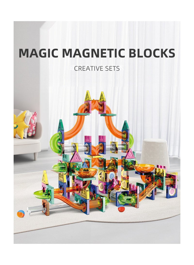 Magnetic Building Blocks DIY 160-piece set of vibrant 3D building blocks, encourages creative building, promotes educational brain development, stimulates imagination, STEM toys for children aged 3+