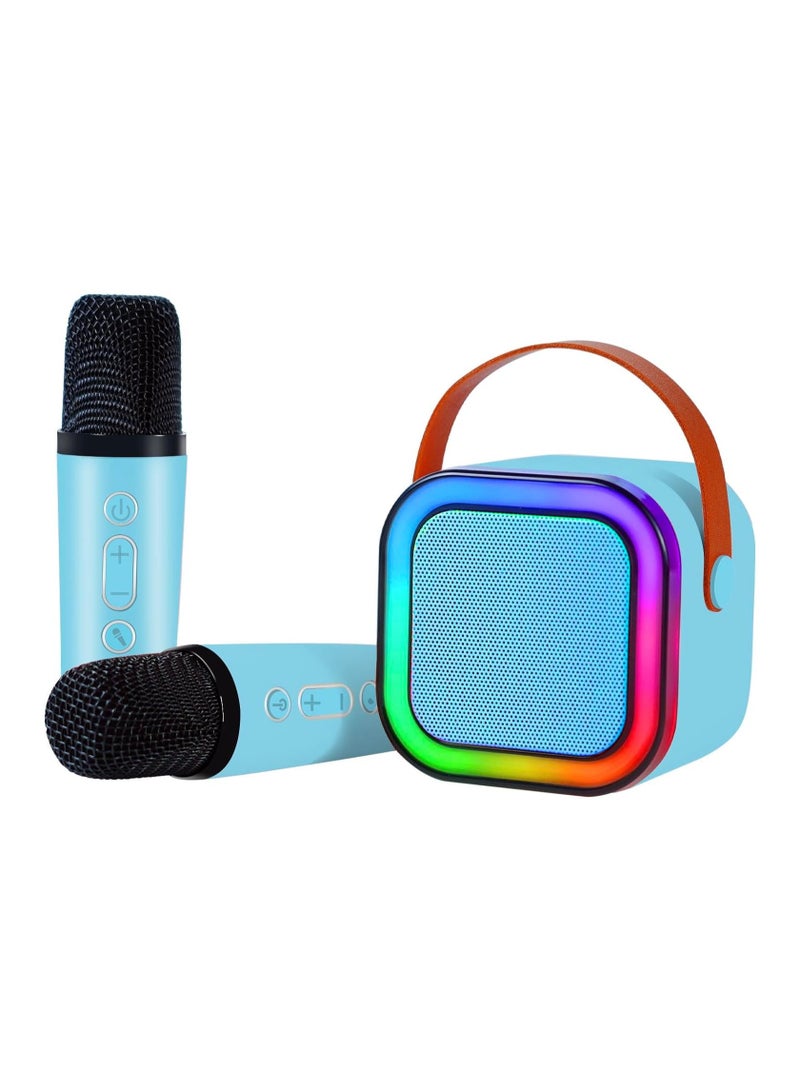 Karaoke Machine for Adults and Kids, Portable Karaoke Machine with 2 Wireless Bluetooth Microphones Best Birthday Gift Meetings, Parties with Carrying Handle/Echo/Vocal Cut - Multicolor