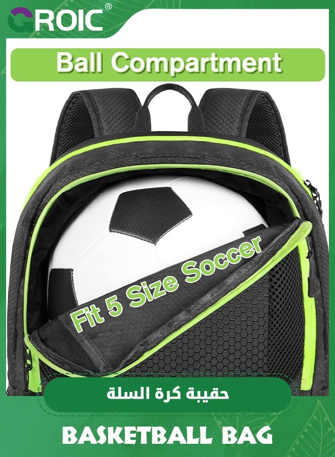 Soccer Backpack, Large Soccer Backpack Bag with Ball Compartment and Shoe Pocket Outdoor Sports Equipment Bag, Large ‎Backpack bag for Basketball, Soccer, Volleyball Sports