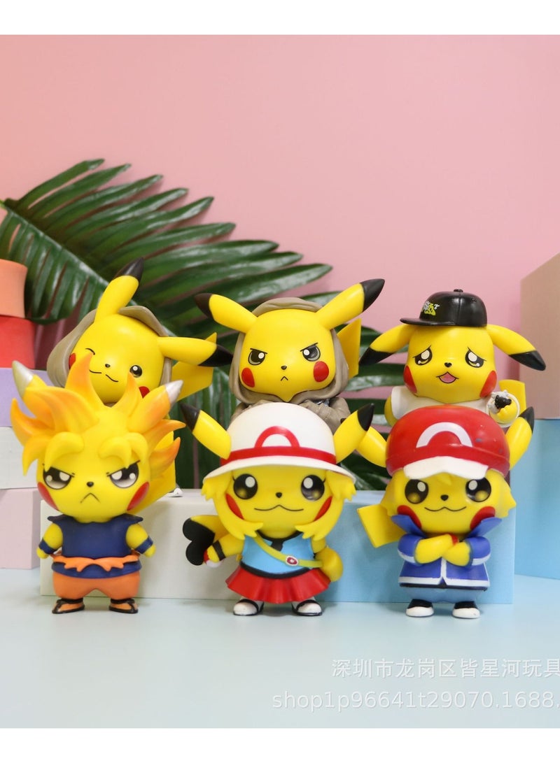 6-Piece Pokemon Pikachu Action Figure Height 10cm，New Style Pocket Monsters Toy Set，Gifts for children