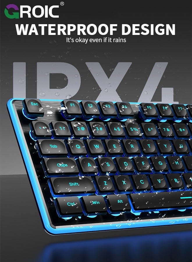 Black RGB Gaming Keyboard, Comfortable Quiet Silent Keys with RGB LED Lighting Effects, Spill Resistant, Dedicated Media Keys, Compatible with Windows 10/8.1/8/7